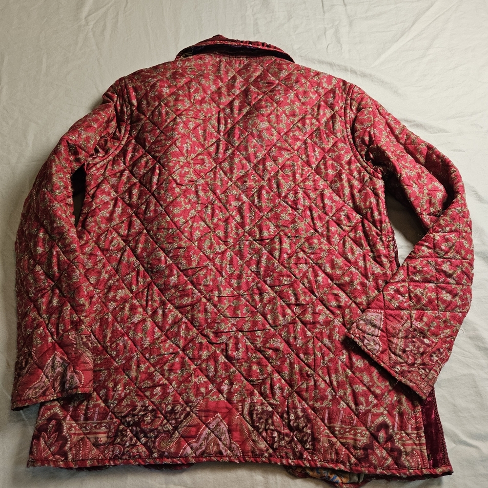Vintage Coldwater Creek Reversible Velvet Jacket XS Boho Y2K Grandmacore Quilted - Picture 9 of 12